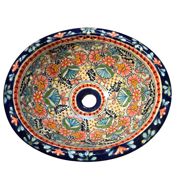Hndvask - medium - Blomster og detaljer i gule, bl og orange farver