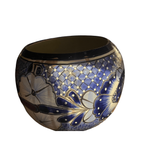 Maceta Bola - Plantekrukke med blt og hvidt mnster