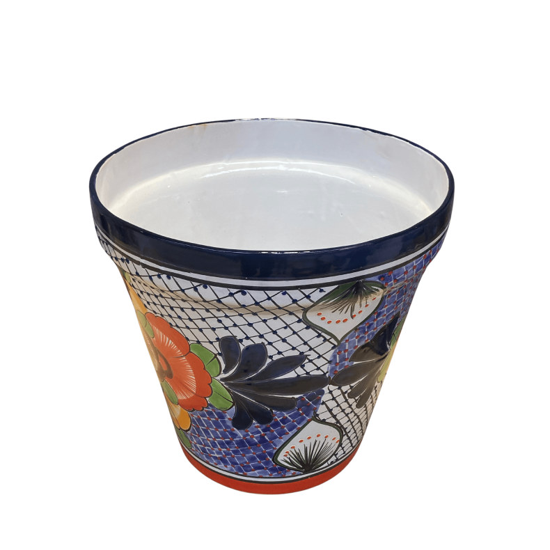 Maceta Vaso 40 - Plantekrukke, dia. 40 cm - Bl kant med net og blomster
