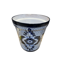 Maceta Vaso 40 - Plantekrukke, dia.40 cm, bl kant og bl blomsterdetaljer