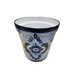 Maceta Vaso 40 - Plantekrukke, dia.40 cm, bl kant og bl blomsterdetaljer