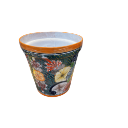 Maceta Vaso 40 - Plantekrukke, dia.40 cm, diameter - orange kant og blomster i flere farver