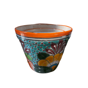 Maceta Vaso 3-pak - Plantekrukker - Orange kant med farverig baggrund og blomster