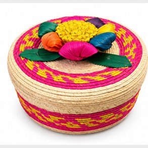 Mexicansk tortillakurv med l�g � farverig blomsterdekoration
