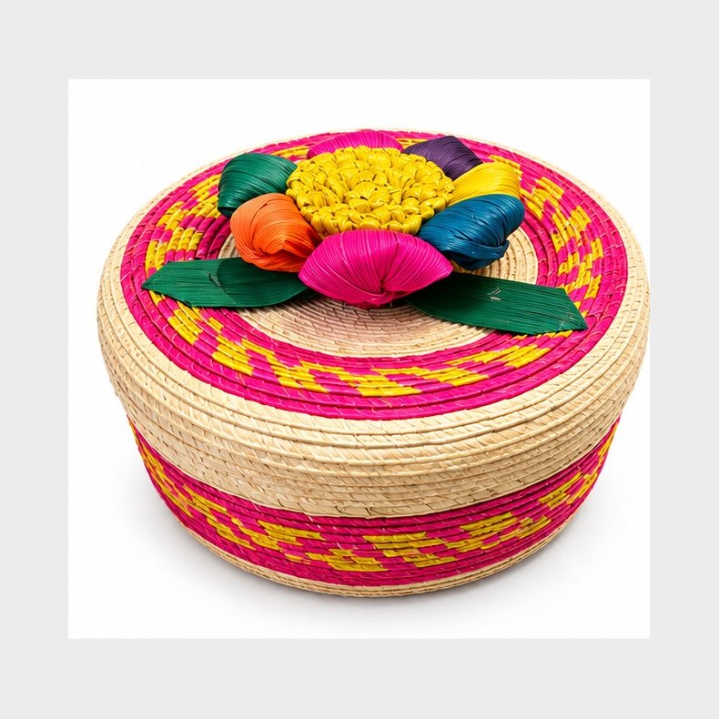 Mexicansk tortillakurv med l�g � farverig blomsterdekoration