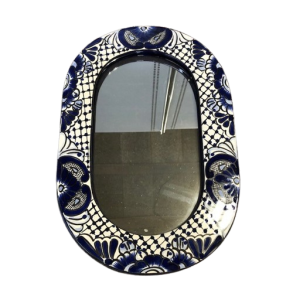 Spejl - lille - bl/hvid