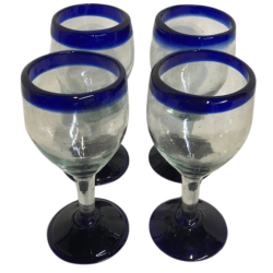 Vinglas med bl kant