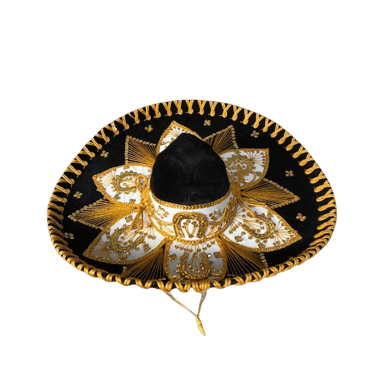 Sombrero - Sort/hvid/guld