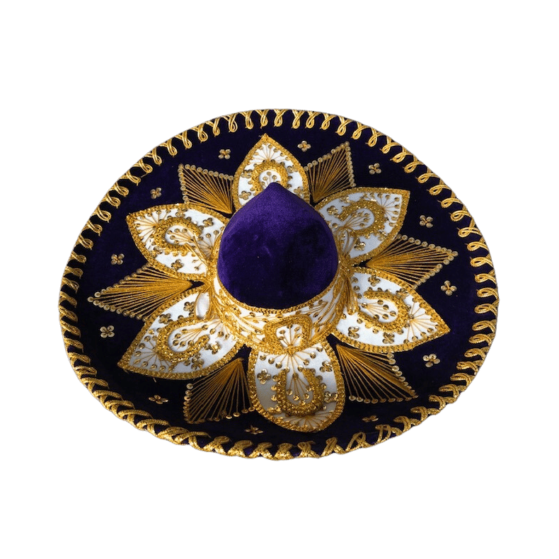 Sombrero - Mrkebl/hvid/guld