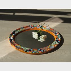 Ovalt spejl  hndmalet Talavera