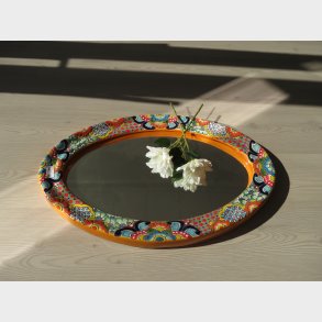 Ovalt spejl  hndmalet Talavera