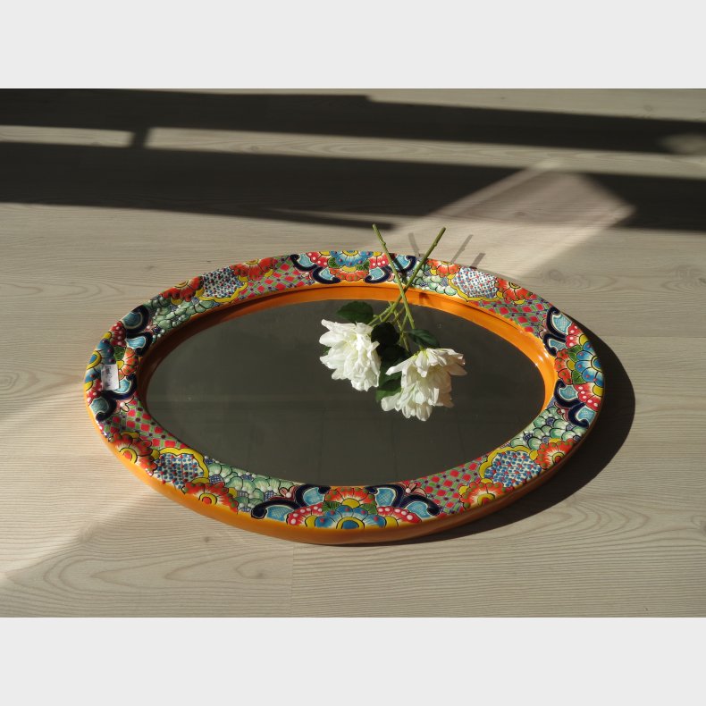 Ovalt spejl  hndmalet Talavera