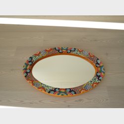 Ovalt spejl  hndmalet Talavera