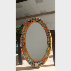 Ovalt spejl  hndmalet Talavera