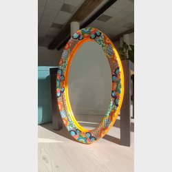 Ovalt spejl  hndmalet Talavera