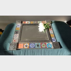 Rektangulrt spejl  blik + Talavera (stor)