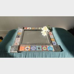 Rektangulrt spejl  blik + Talavera (stor)