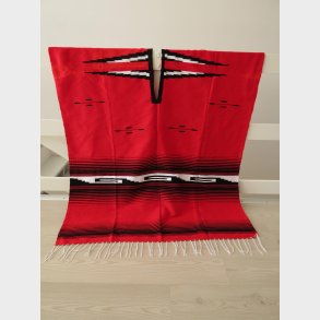 Poncho  rd/sort/hvid