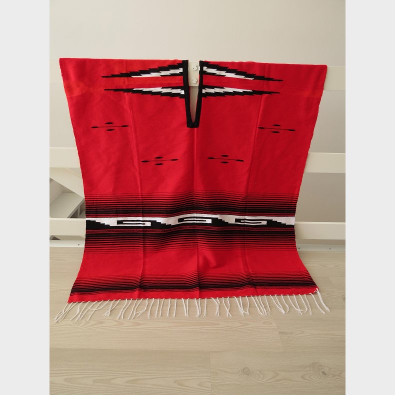 Poncho  rd/sort/hvid