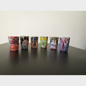 H�ndmalede Tequilaglas � s�t af 6