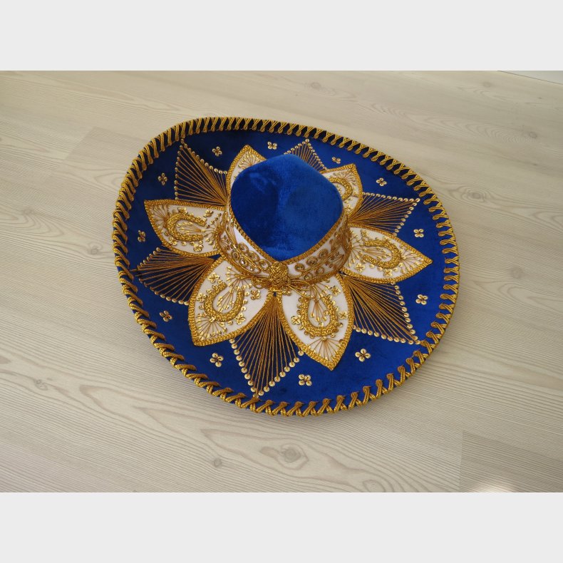 Sombrero Azul  bl med guldbroderi