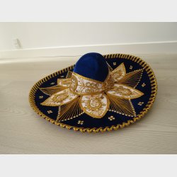 Sombrero Azul  bl med guldbroderi
