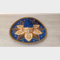 Sombrero Azul  bl med guldbroderi