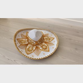 Sombrero Blanco  hvid med guldbroderi