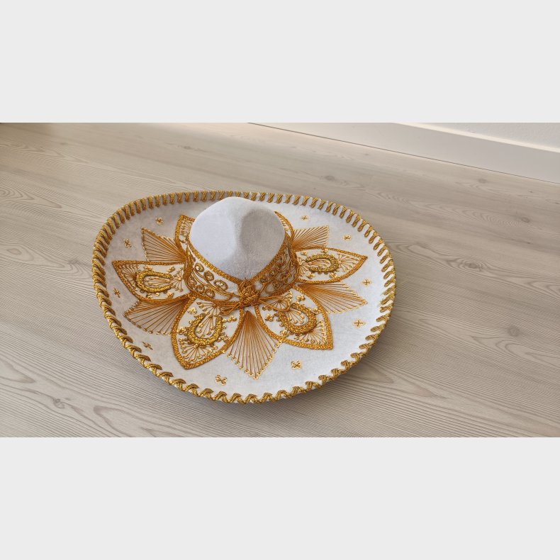 Sombrero Blanco  hvid med guldbroderi