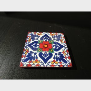 Talavera fliser  bl/rd blomst (1010 cm)