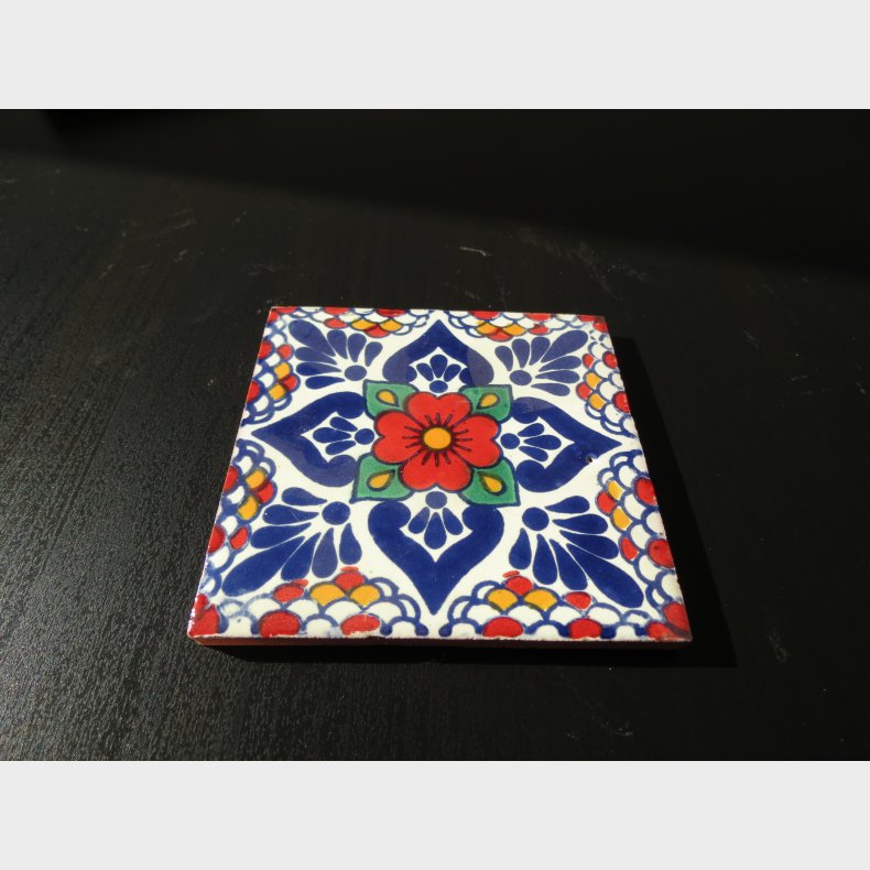 Talavera fliser  bl/rd blomst (1010 cm)