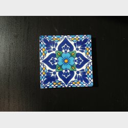 Talavera fliser  turkis/bl blomst (1010 cm)