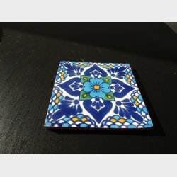 Talavera fliser  turkis/bl blomst (1010 cm)