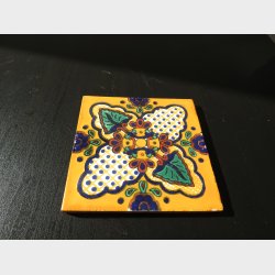 Talavera fliser  gul/grn blomst (1010 cm)