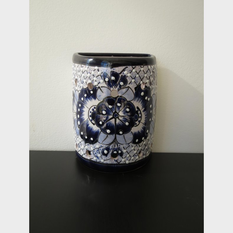 Talavera vglampe  halvrund bl/hvid