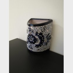 Talavera vglampe  halvrund bl/hvid